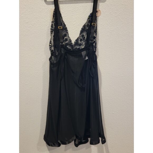 NWT Spree Intimates Black Sheer Floral Babydoll, XL - Style #2650BDX - Picture 3 of 7